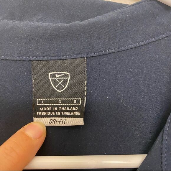 Nike Golf Dri-FIT navy blue button up short sleeve men’s shirt top lightweight L - Picture 6 of 8